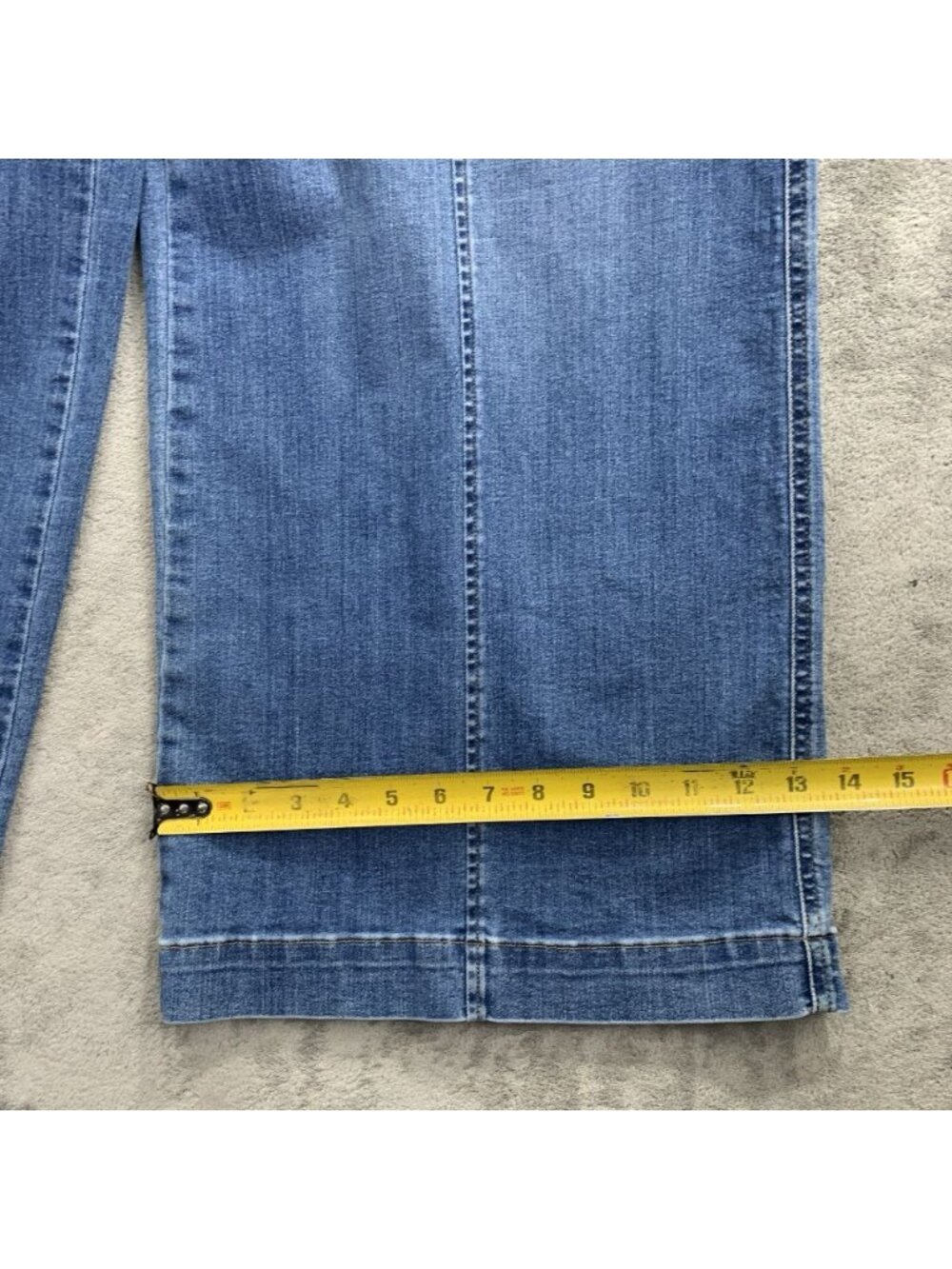 Spanx Jeans Womens Size 3X Petite Blue Denim Seamed Front Wide Leg Pull On Boho - Picture 4 of 10